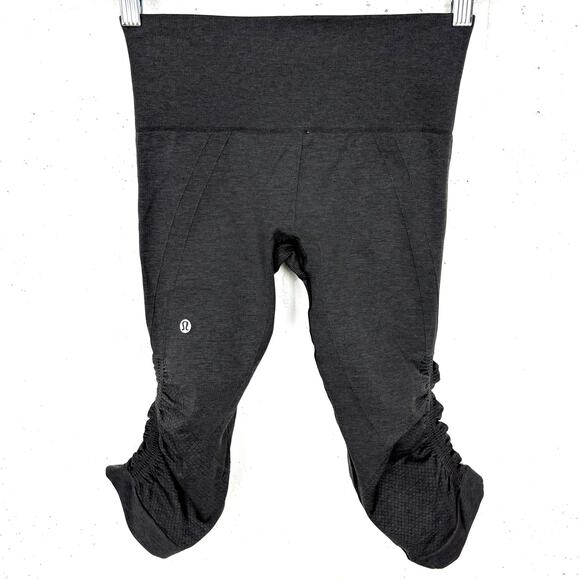 Lululemon Womens In The Flow Crop Heathered Gray Seamless Lightweight Size 4 - Picture 1 of 7